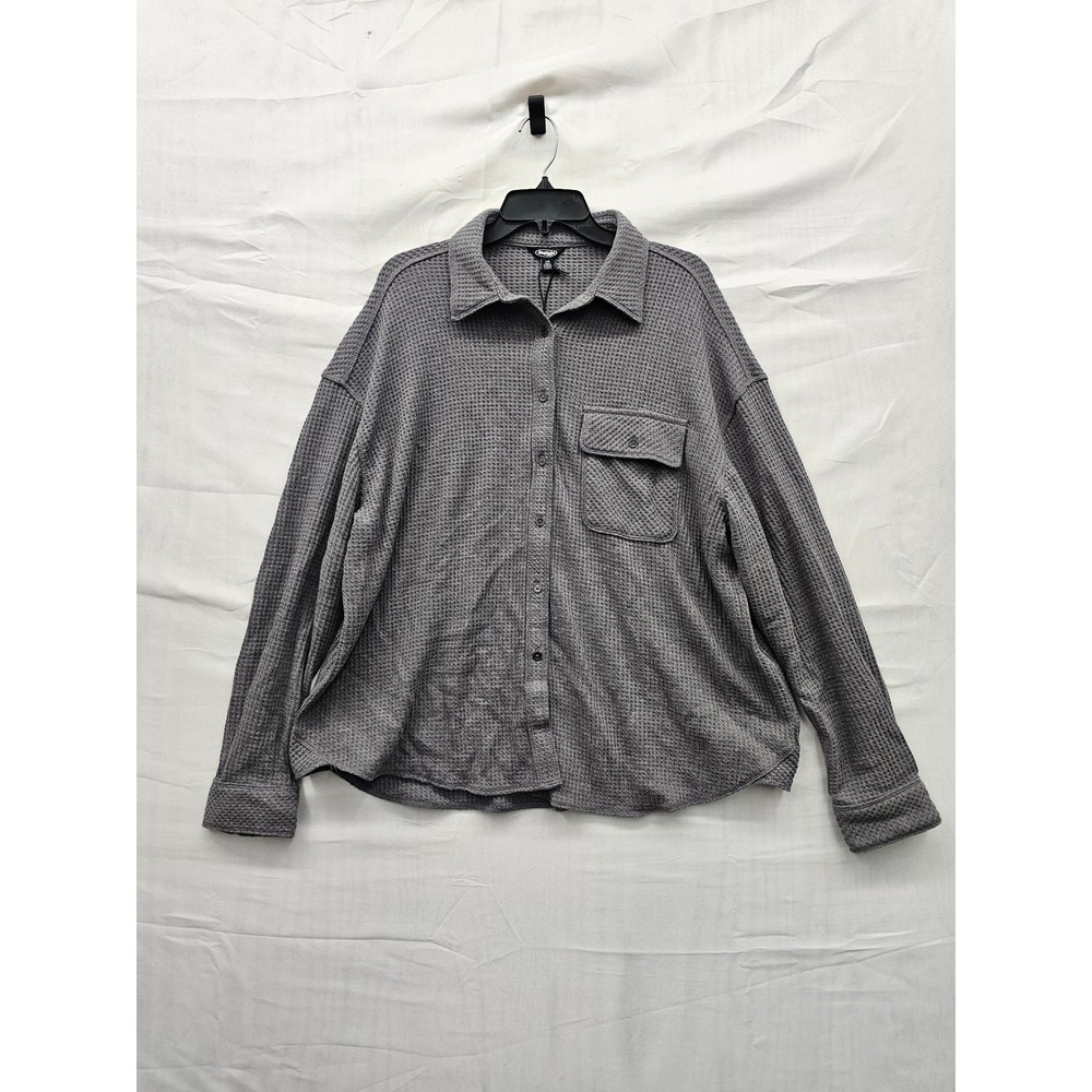 Buffalo Jeans Womens Waffle Button Up Grey Cotton Blend Casual‎ Size Large